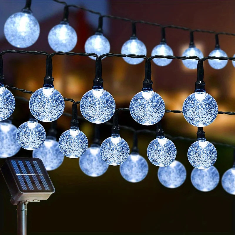 1 Pack 39FT IP65 Crystal Globe Solar String Lights 100 LED 8 Lighting Modes Solar Outdoor Lights For Halloween Christmas Party
