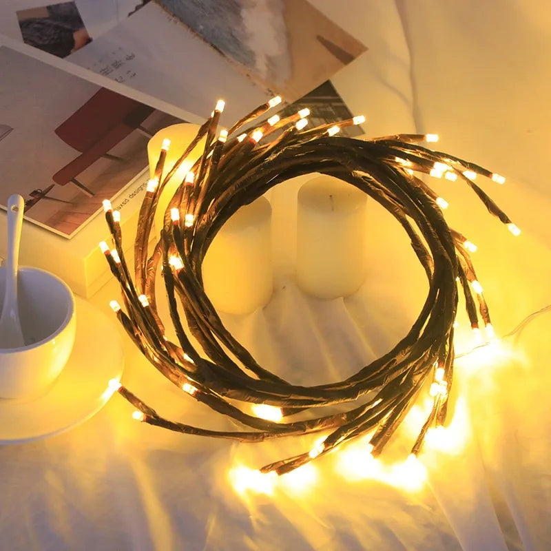 96LEDS Bendable Willow Vine Lights, 8Moeds Rattan Tree Decorative Light, Night Light, For Wall Bedroom Indoor Outdoor Christmas