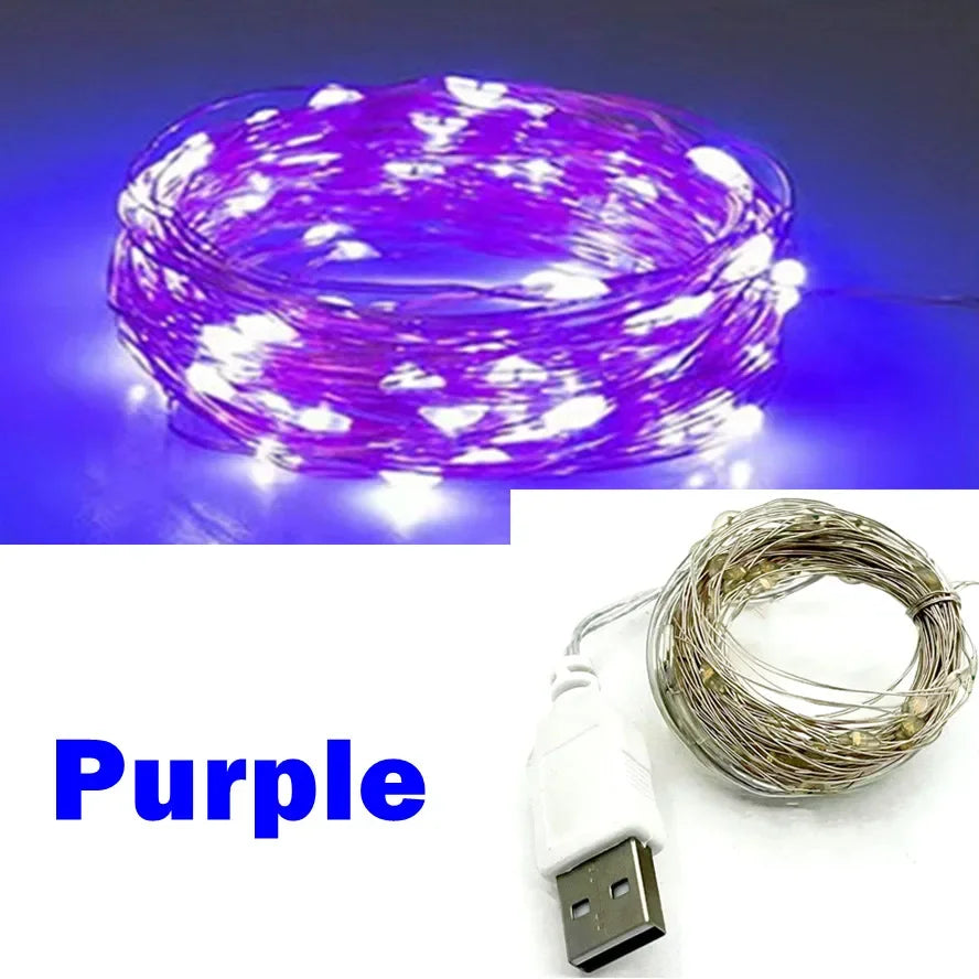 USB Copper Wire Lights Fairy Garland Lights LED String Lights Outdoor Waterproof String For Christmas Wedding Party Decorations
