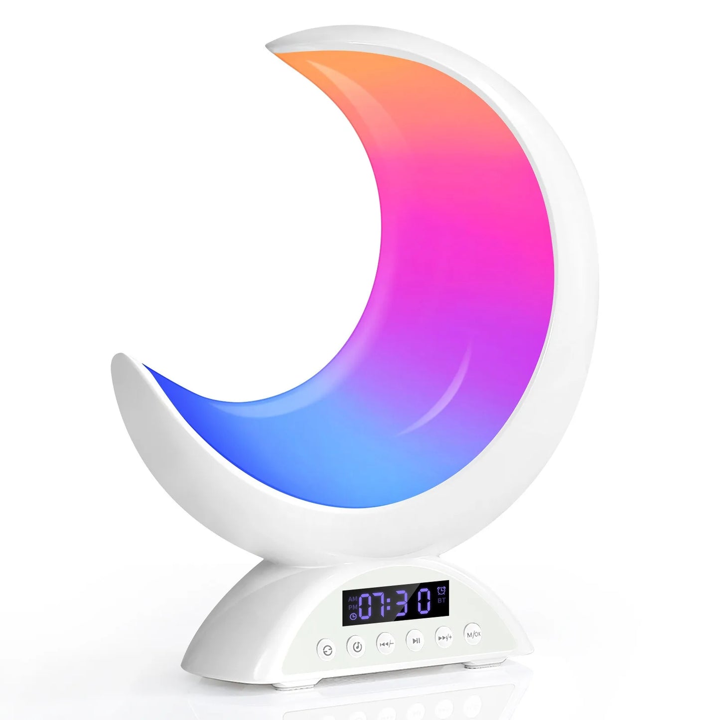 Cute Moon Mood Light Touch Dimming with Clock RGB Color Changing Light Bluetooth Speaker Music Playback Home Bedroom Night Light