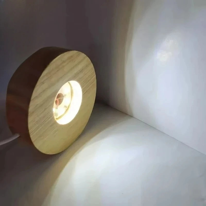 Led Usb Display Light Display Stand Lamp Holder Lamp Art Ornament Wood Desktop Decorative Lights Light Base Night Light Wooden