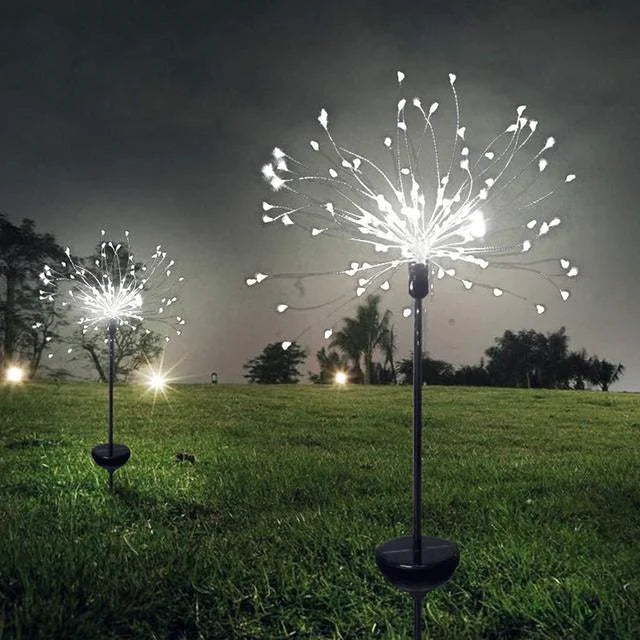1pc Solar Fireworks Lamp Outdoor Grass Globe Dandelion Flash String Fairy lights 90LEDs -420LEDs For Garden Lawn Holiday Light