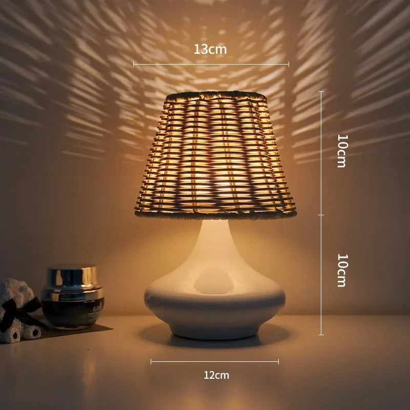 LED Table Lamps Simple USB Plug Night Light Dimmable Fabric Lampshade Bedroom Living Room Decorate Bedside Table Lights