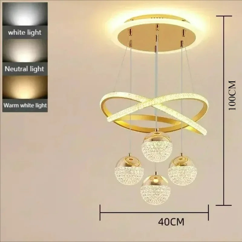 LED Pendant Light with Remote Control Three Color Dimming Simple Living Room Dining Room Bar Counter Staircase Pendant Light