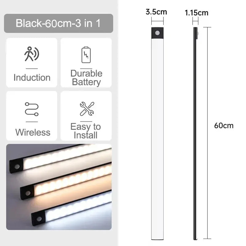 Rechargeable LED Motion Sensor Light with Magnetic Adjustable Brightness & Color Temperature Wireless Under Cabinet Closet Light