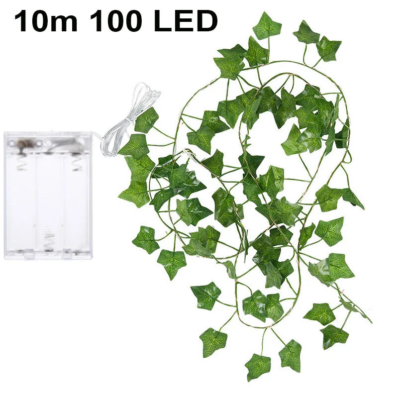10-100 LED Lights Battery Operated String Light Artificial Ivy Fairy Light Christmas Garland for Bedroom Curtain Dorm Decor