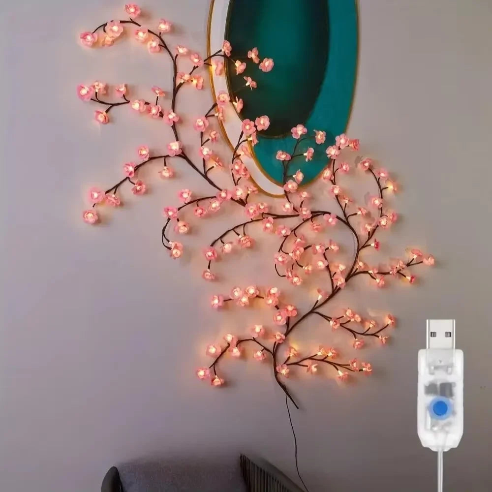 96LEDS Bendable Willow Vine Lights, 8Moeds Rattan Tree Decorative Light, Night Light, For Wall Bedroom Indoor Outdoor Christmas