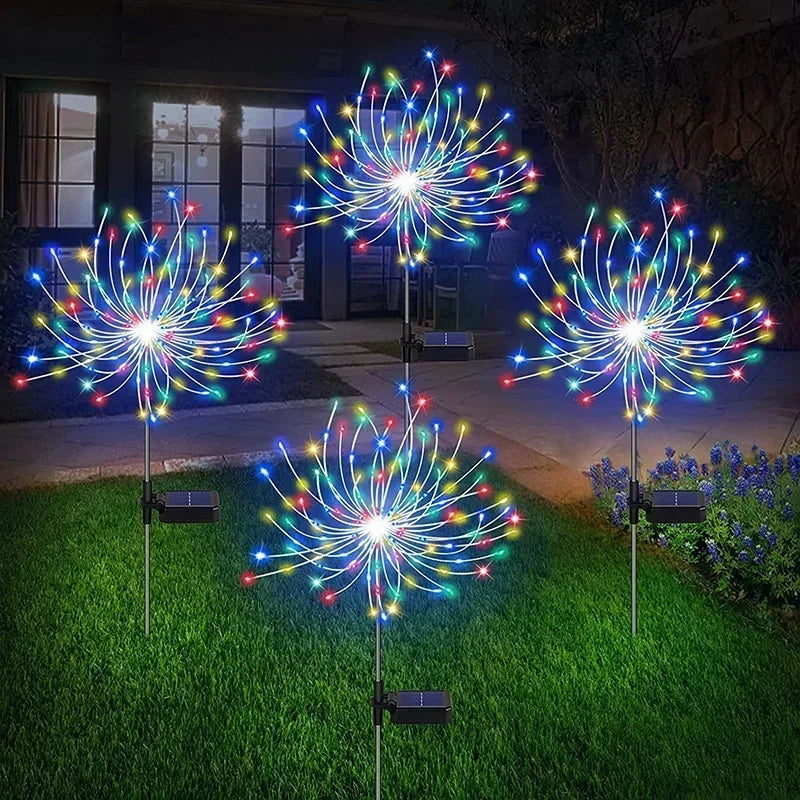 Solar LED Firework Fairy Light Outdoor Garden Decoration Lawn Pathway Light For Patio Yard Party Christmas Wedding