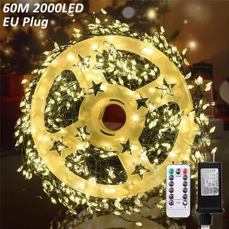 Christmas Firecracker LED String Lights 8 Modes Dimmable Fairy Light with Remote and Timer Waterproof for Festive Wedding Party