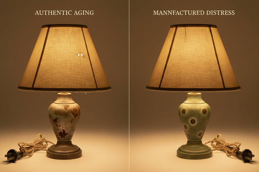 The Distressed Vintage Bedside Lamp: Understanding Authentic Patina vs. Manufactured Aging