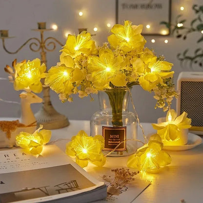 Battery Powered Optical Fiber Flower String Lights LED Flower Party Garland Fairy Lights Wedding Valentine's Day Home Decor