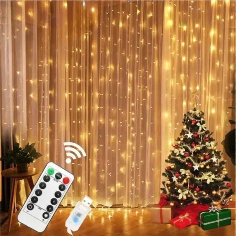 Curtain Garland on The Window USB Power Fairy Lights Festoon with Remote New Year Garland Led Lights Fairy Lights Curtain