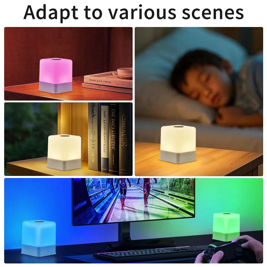RGB White Led Table Lamp Rechargeable Bedroom Bedside Night Light Desk Bar Room Decor Ambient Lighting Mood Light Book Reading