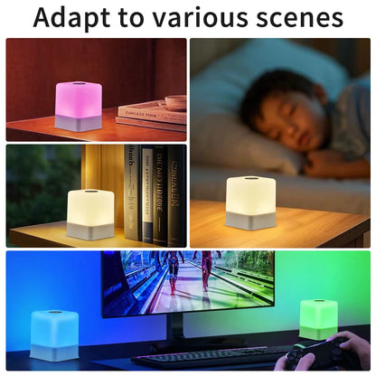 RGB White Led Table Lamp Rechargeable Bedroom Bedside Night Light Desk Bar Room Decor Ambient Lighting Mood Light Book Reading