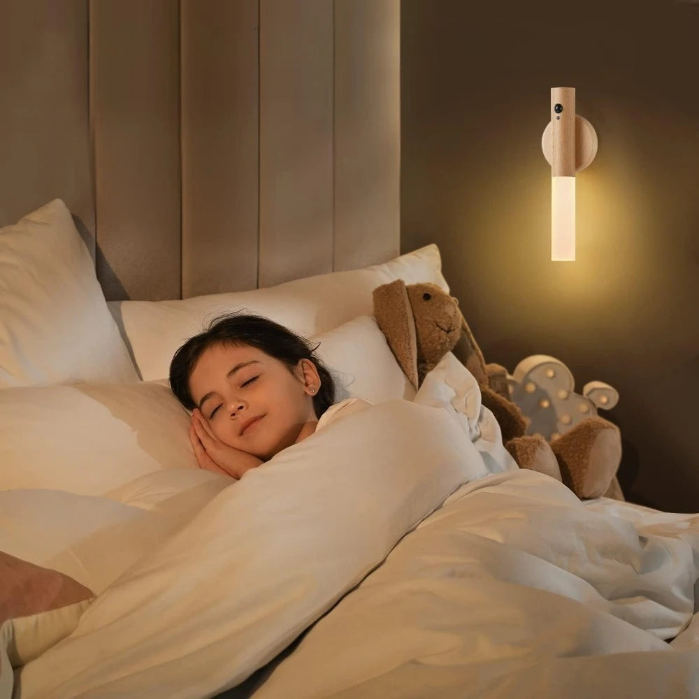 Smart Motion Sensor Night Light LED Rechargeable Magnetic Wall Lamp Portable for Hallway Bedroom Stairs Bathroom Cabinets Decor