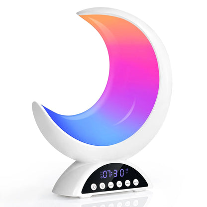 Cute Moon Mood Light Touch Dimming with Clock RGB Color Changing Light Bluetooth Speaker Music Playback Home Bedroom Night Light