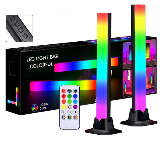 1 Pair RGB Rhythm Light,180° Smart Light Bars,Gaming LED Lights,16 Million DIY Color Adjustments,Remote Control,USB Pickup Light