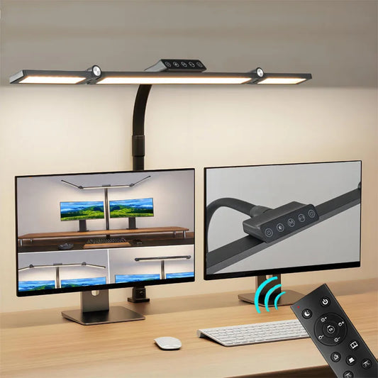 LED Desk Lamp with Clamp Architect Desk Light with Remote Adjustable 3Segment Bar EyeCaring Desk Lamp for Office Study Workbench
