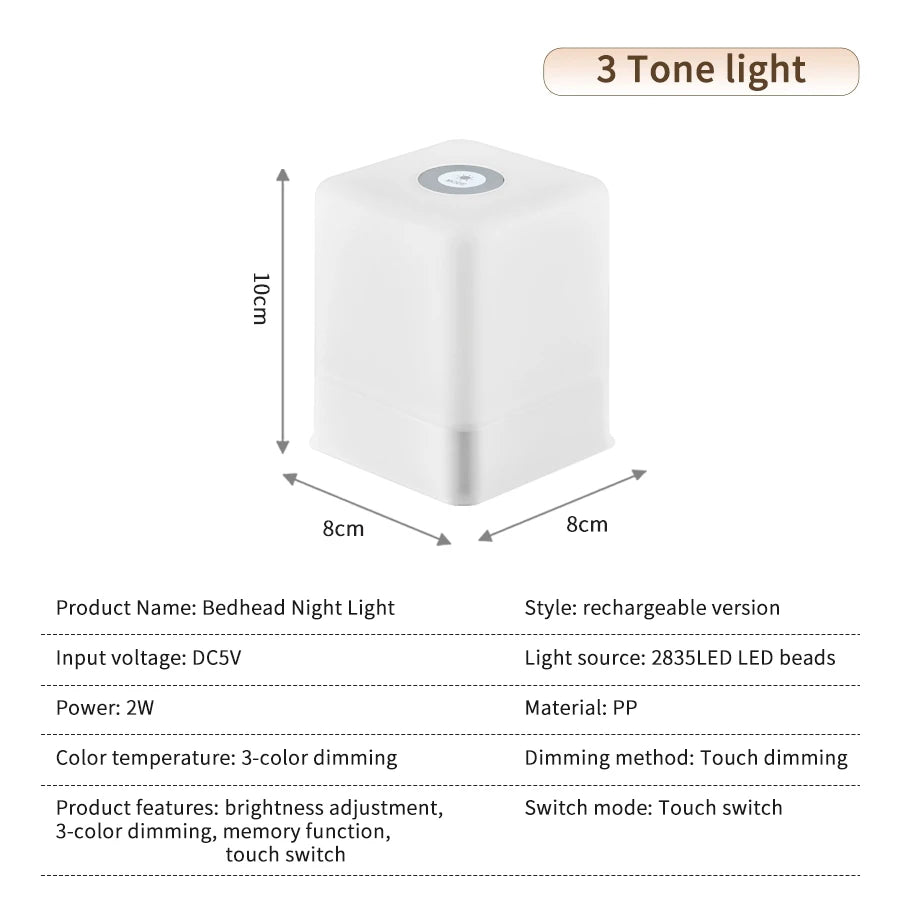 RGB White Led Table Lamp Rechargeable Bedroom Bedside Night Light Desk Bar Room Decor Ambient Lighting Mood Light Book Reading