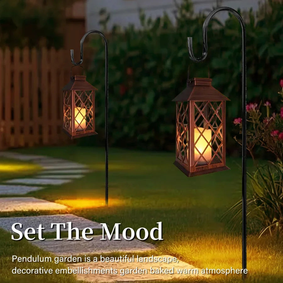 Solar Palace Lantern Outdoor Solar Lights Lawn Landscape Hanging Atmosphere Candle Lamp Waterproof Floor Yard Garden Decor