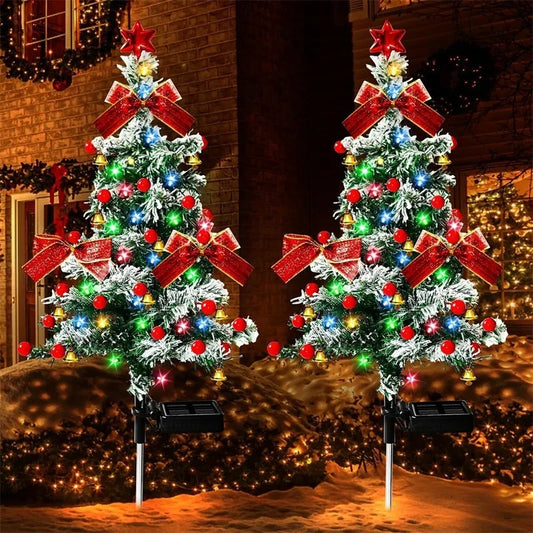 Solar Cedar Christmas Tree Light Decoration Outdoor Courtyard Garden Grounded Lawn Light Christmas Atmosphere Night Light
