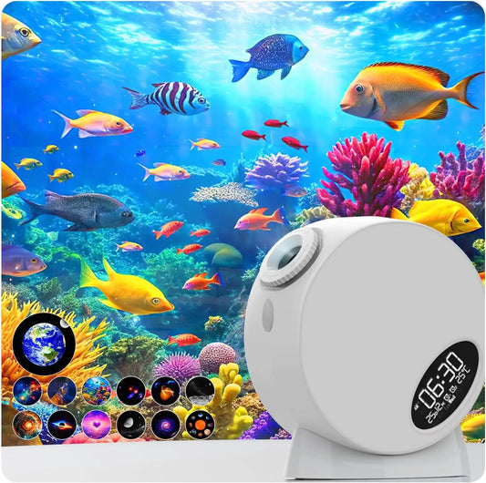 Galaxy Projector 13 Film Discs 4K HD Star Projector Bedroom Night Light for Kids Home Planetarium Projector with Clock Display