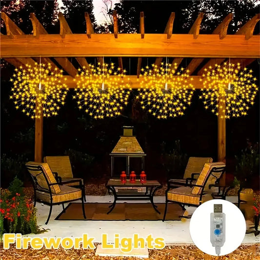 4PCS/SET 360LEDS USB hanging tree fireworks light,available in warm white and colored light colors,used for garden decoration
