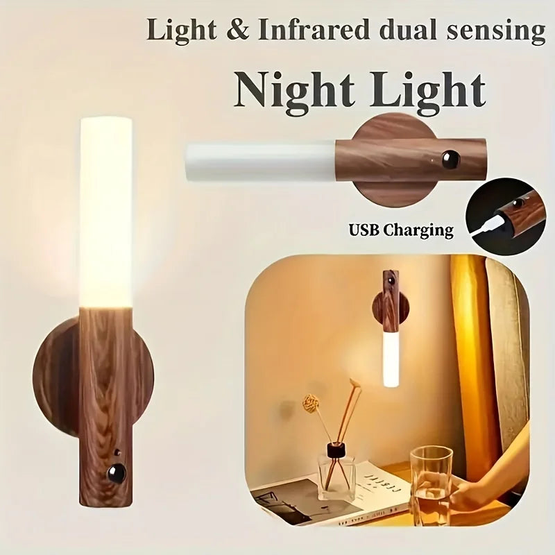Smart Motion Sensor Night Light LED Rechargeable Magnetic Wall Lamp Portable for Hallway Bedroom Stairs Bathroom Cabinets Decor