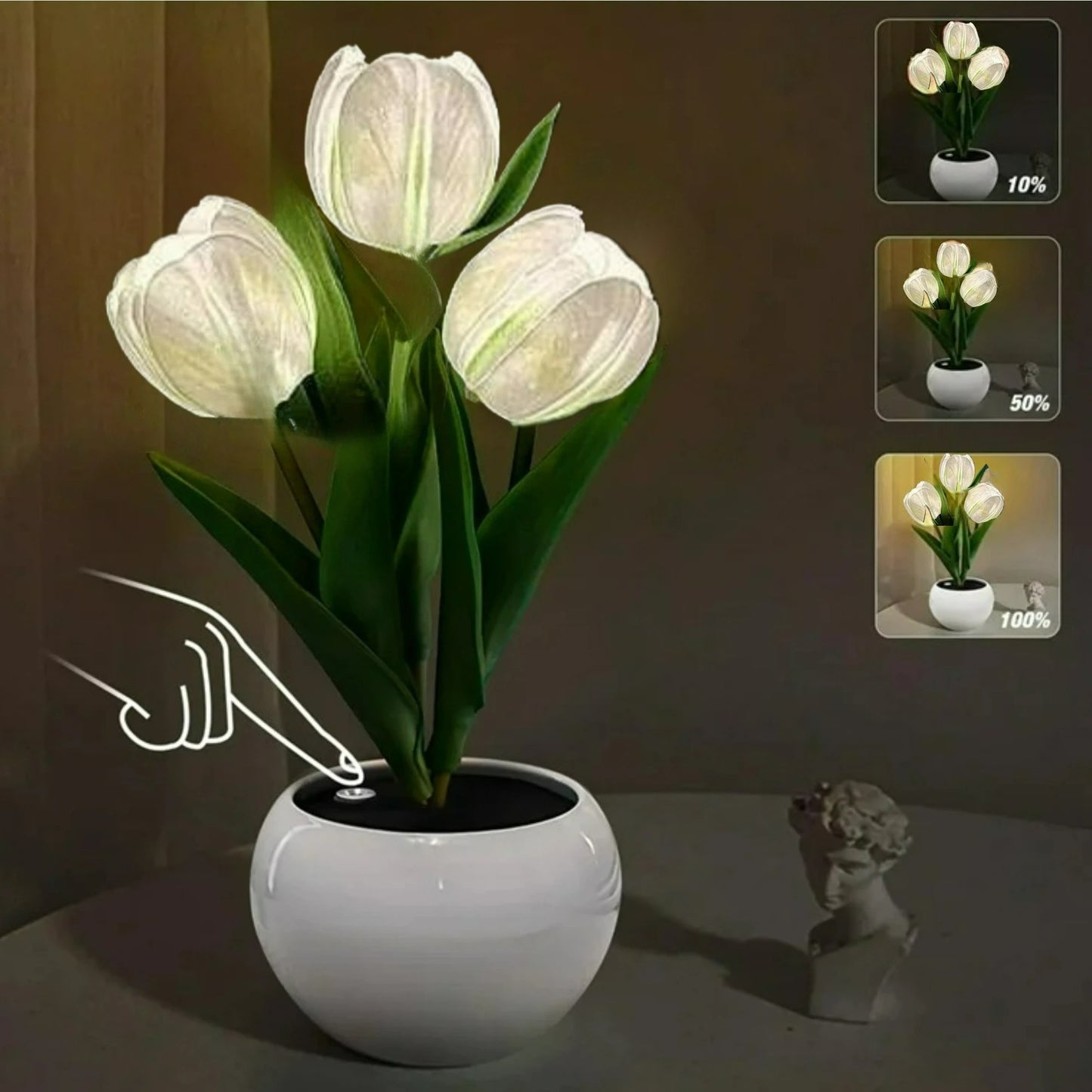 LED Tulip Lamp Touch and Button Dimming Simulation Flower Atmosphere Desk Light Room Table Decoration Lamp Gift for Girl Friend