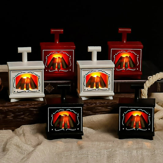 LED Dollhouse Mini Fireplace Glowing Stove Model House Furniture Kitchen Life Scene Decoration Toys Bedroom Bedside Night Light