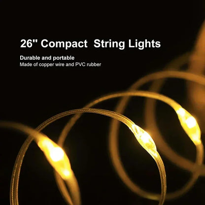 Camping String Lights Portable Rechargeable LED Fairy Light, USB for Hiking Travel Tent Yard Garden Decoration and Holiday Gift