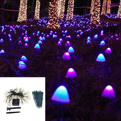Mushroom Solar Lights Solar Powered Walkway Outdoor Waterproof Street Light Yard Stake Landscape String Led Pathway Patio Ground