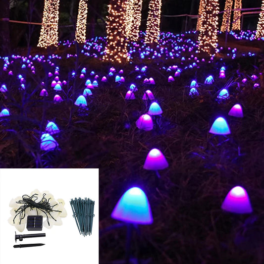 Mushroom Solar Lights Solar Powered Walkway Outdoor Waterproof Street Light Yard Stake Landscape String Led Pathway Patio Ground