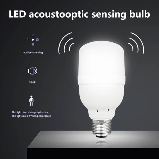 220V Led Light Bulb E27 Socket with Sound and Light Sensor Automatic Bright Bombilla for Hallway Warehouse Garage Staircase