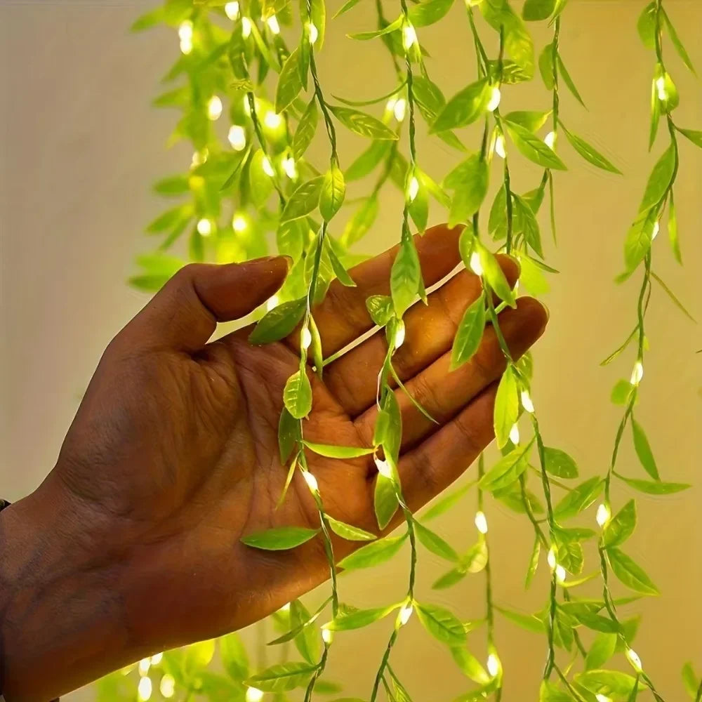 Artificial Plants Garland Artificial Flower Vines Lights for Bedroom Party Holiday Decoration 2M Green Willow Room Decor