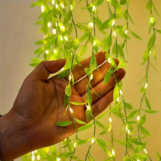 Artificial Plants Garland Artificial Flower Vines Lights for Bedroom Party Holiday Decoration 2M Green Willow Room Decor