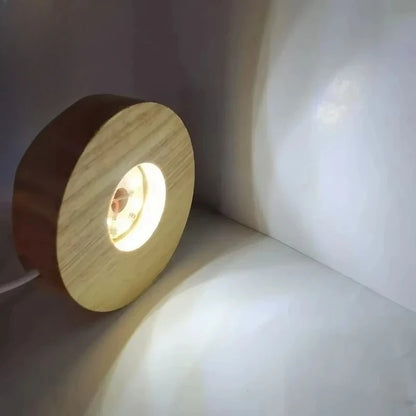 Led Usb Display Light Display Stand Lamp Holder Lamp Art Ornament Wood Desktop Decorative Lights Light Base Night Light Wooden