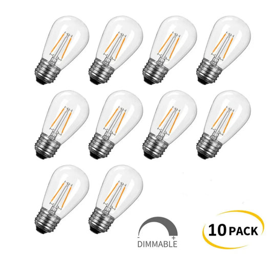 10 Pack LED S14 Replacement Light Bulbs, Equivalent to 11W, Shatterproof, Warm White Edison E27 Bulbs for Outdoor String Lights