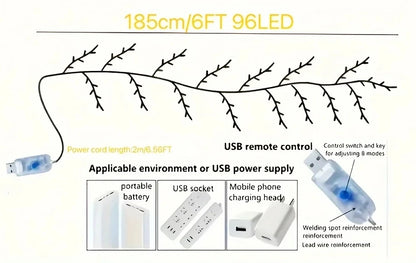 Tree Branch Lamp Christmas Decoration USB 2025 Rattan Tree Decorative Light Night Light Christmas Lights Bedroom Lamp Mood Light