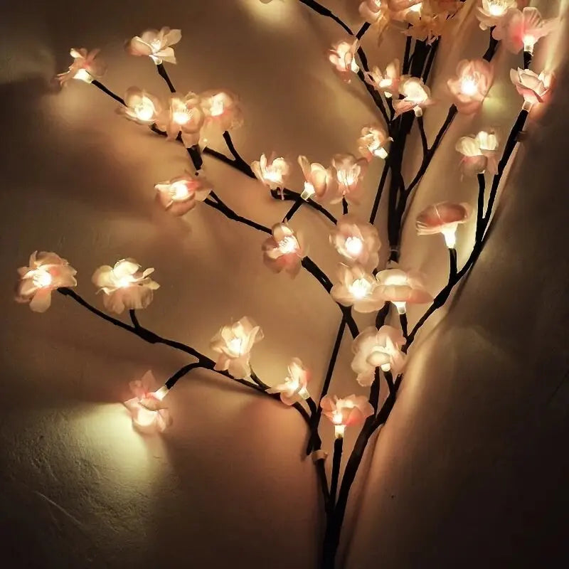 Artificial Plants Garland Artificial Flower Vines Lights Bedroom Party Holiday Decoration Cherry Blossom Room Decor Aesthetic