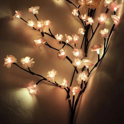 Artificial Plants Garland Artificial Flower Vines Lights Bedroom Party Holiday Decoration Cherry Blossom Room Decor Aesthetic