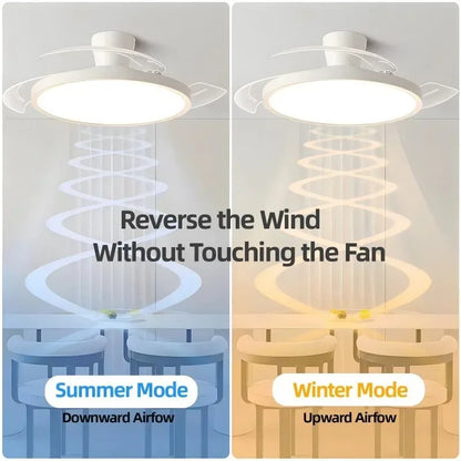 LED Fan Light with Remote Control 3 Color Dimming Living Room Dining Room Bedroom Lighting Silent Home Ceiling Fan Light
