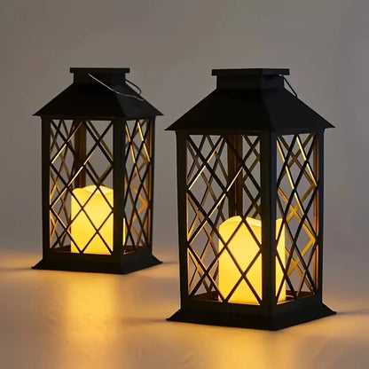 1/2PCS Solar Lantern, Flickering Flame-less Candle LED Light, Garden Hanging Decoration, for Courtyard and Party Decoration