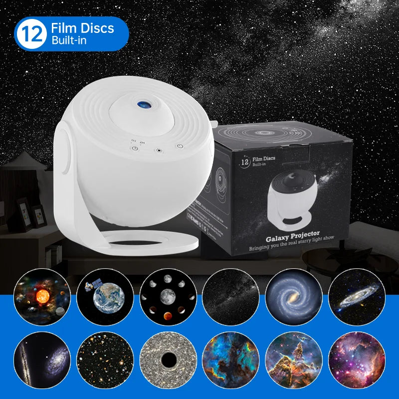 Galaxy Projector Night Light Star Planetarium Projector Adults 360° Rotate Gaming Room, Home Theater, Ceiling, Room Decor (White