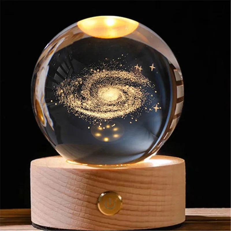 LED Crystal Ball Decoration Astronomy Solar System Planets Moon Astronaut Glass Globe Home Decorations Christmas Birthday Gifts