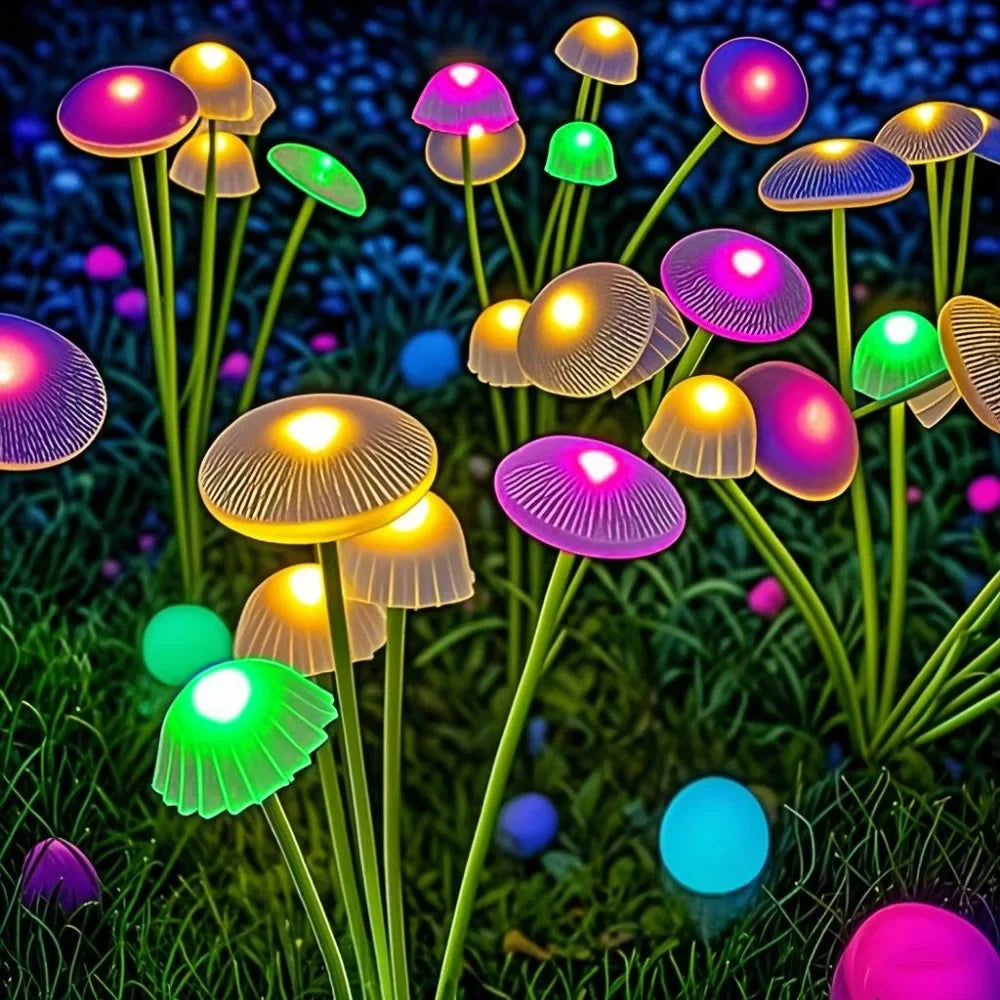 Solar Garden Lights Dual Mode LED Solar Mushroom Lights Waterproof Decor Yard Patio Pathway Jellyfish for Garden Ambiance