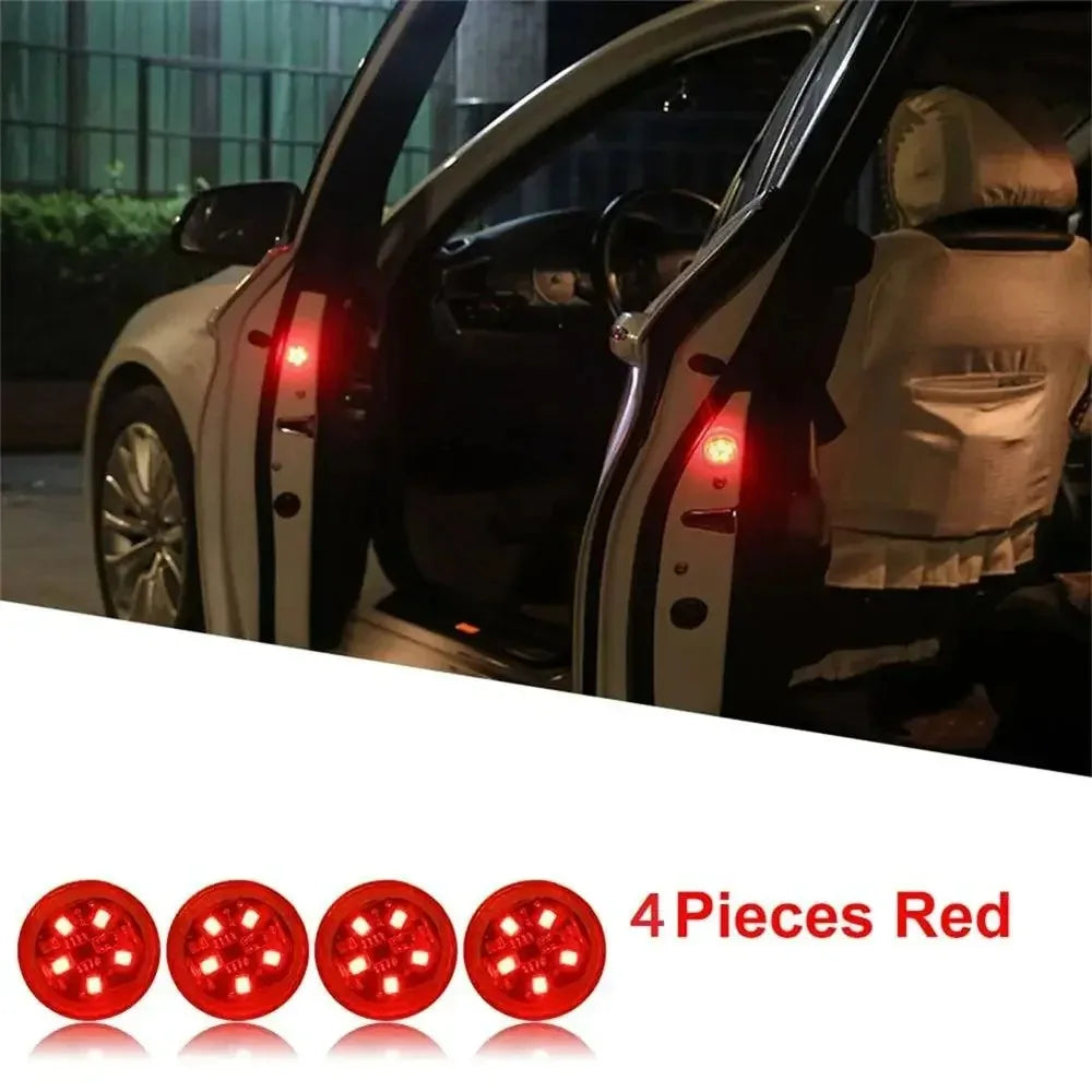 LED Car Opening Door Safety Warning Anti Collision Lights Magnetic Sensor Strobe Flashing Alarm Parking Lights Prevent Accidents