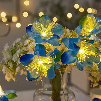 Battery Powered Optical Fiber Flower String Lights LED Flower Party Garland Fairy Lights Wedding Valentine's Day Home Decor
