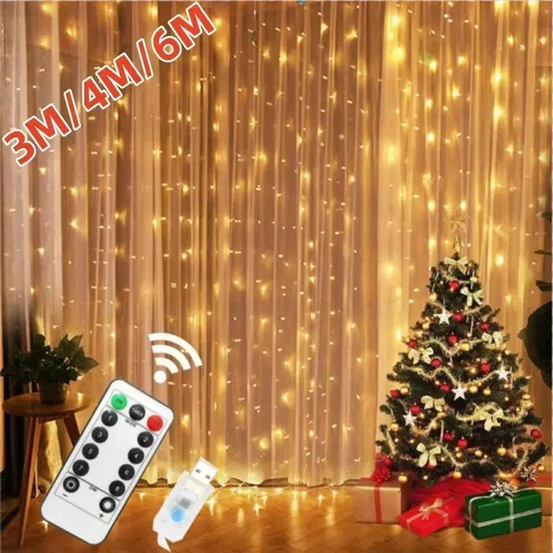 Curtain Garland on The Window USB Power Fairy Lights Festoon with Remote New Year Garland Led Lights Fairy Lights Curtain
