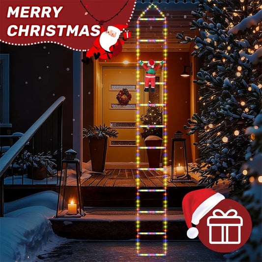 LED Christmas Lights Christmas Decorative Ladder Light String with Santa Claus for Indoor Outdoor Window Garden Xmas Tree Decor